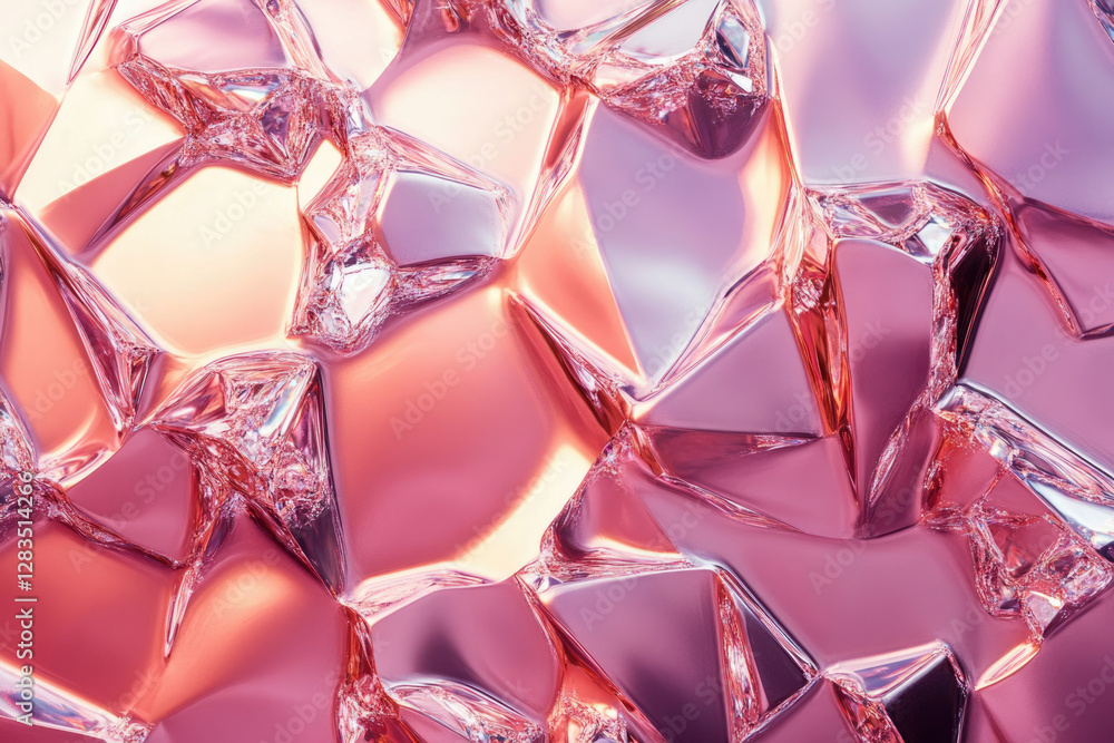 Poster Abstract image of shattered rose gold crystals reflecting light, creating a luxurious and glamorous texture.