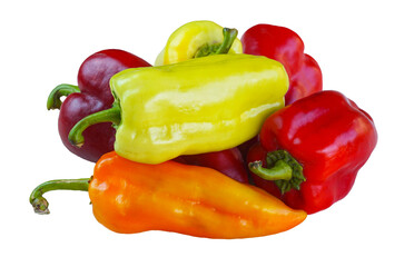 Large green red pepper on a white background