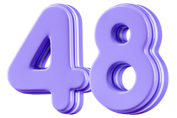 3D Glossy Purple Number 48
