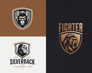 Fototapeta premium King kong angry gorilla emblem logo template for team sport