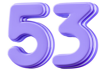3D Glossy Purple Number 53