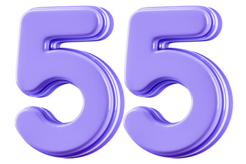 3D Glossy Purple Number 55