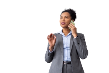 Successful African American entrepreneur speaking on a smartphone