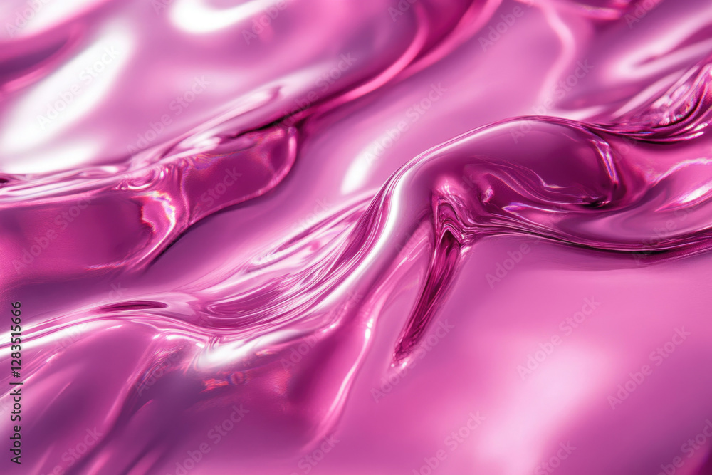 Poster abstract image of flowing, glossy pink liquid, creating a smooth, wavy texture.