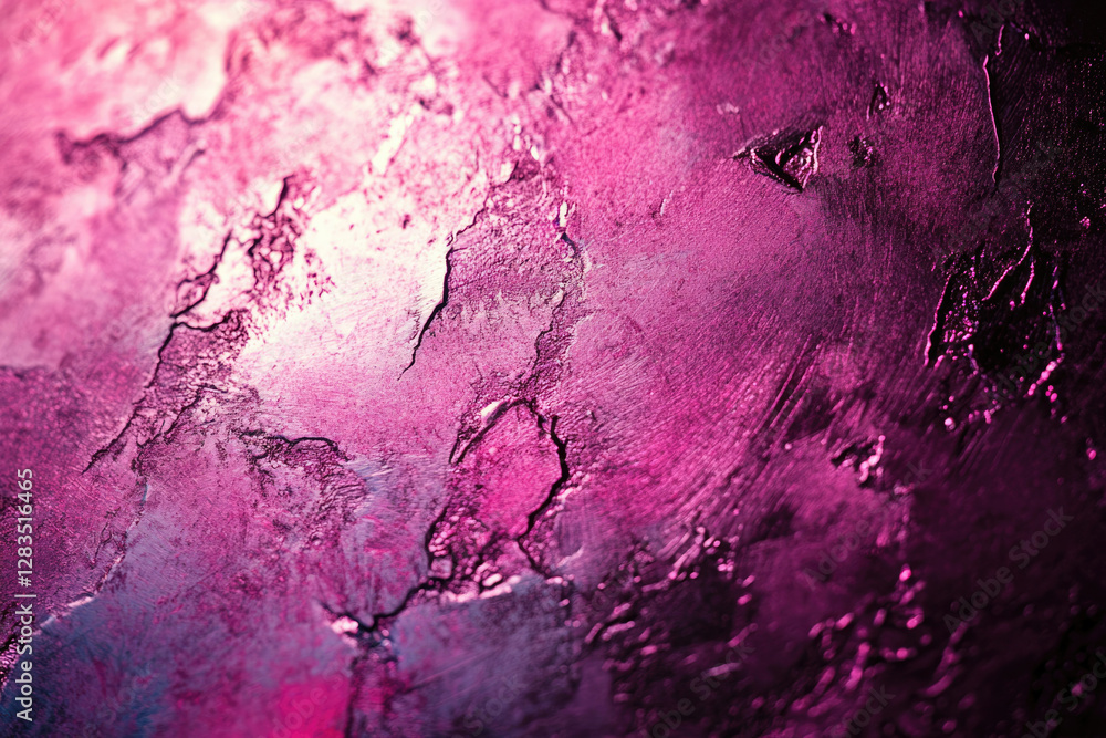 Poster abstract pink and purple textured background with cracks and crevices, showing depth and metallic sh