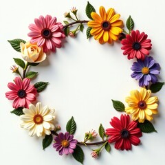 Fototapeta premium Floral wreath made of vintage flowers, floral wreath, floral design, floral arrangement
