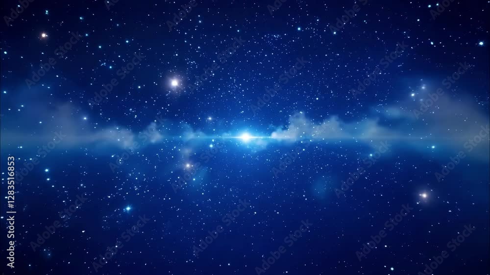 Wall mural a blue sky with stars and a bright star in the middle. the stars are scattered throughout the sky, c