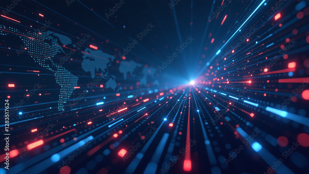 Poster digital art combines technology design futuristic cyber space data visualization innovative tech