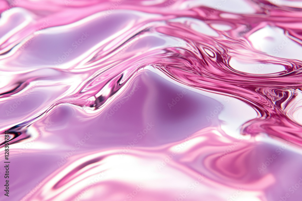 Poster abstract image of swirling, glossy pink and purple liquid, creating a mesmerizing, fluid texture.