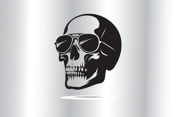 silhouette of skull in black and white