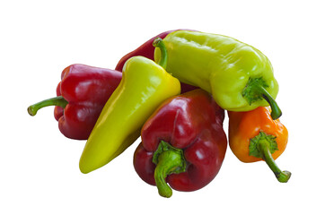 Large green red pepper on a white background