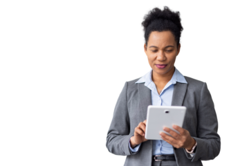 African American businesswoman using a tablet