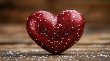 Fototapeta premium Red heart confectionery on rustic wooden surface
