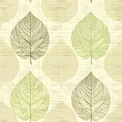 A patterned design featuring delicate, translucent leaves in soft colors.
