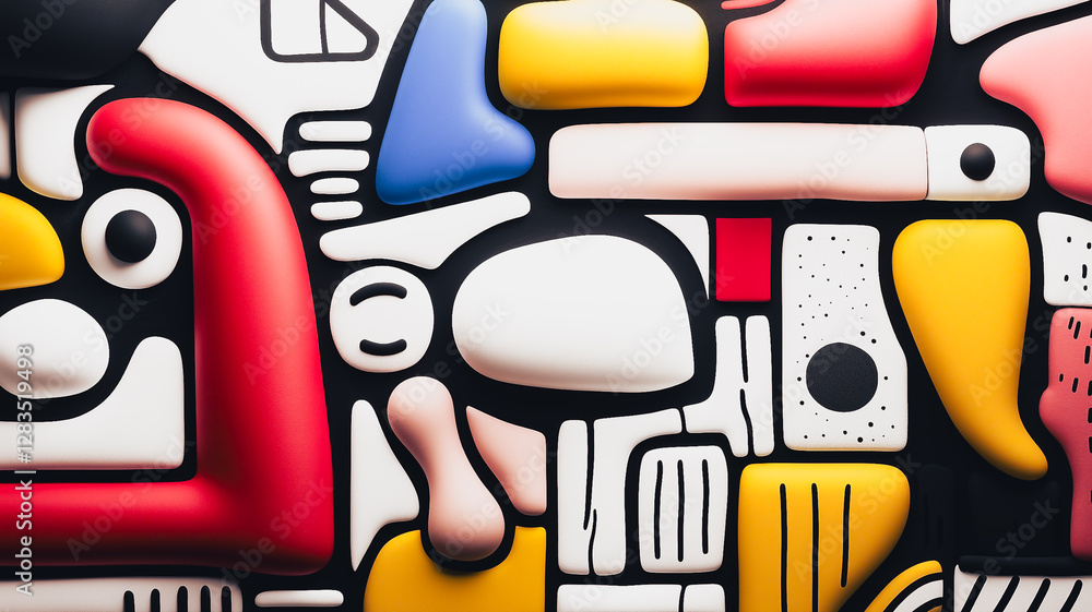 Poster geometric abstraction: an eye-catching, vibrant, and visually stimulating artwork that features a co