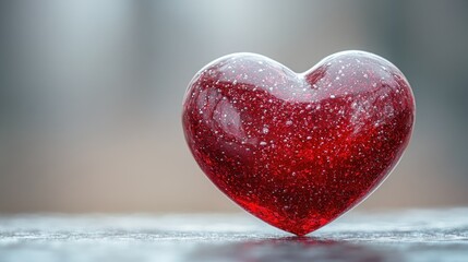 Fototapeta premium Red heart on weathered surface outdoors