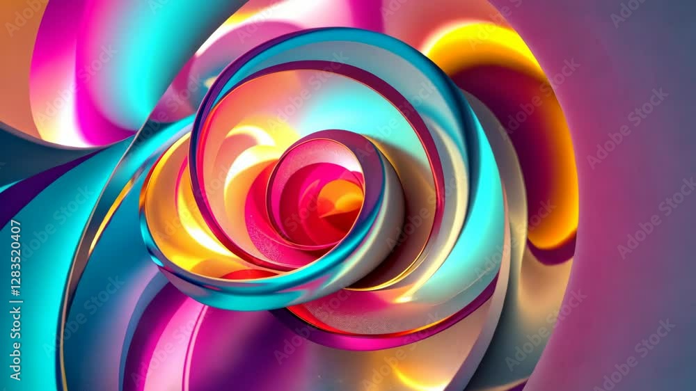 Poster vivid abstract colorful swirls in motion with dynamic light and smooth curves