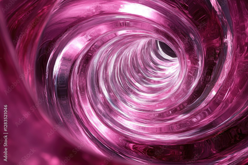 Poster Abstract swirling pink vortex, resembling a tunnel or a whirlpool, creating a mesmerizing visual effect.
