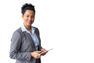 Knowledgeable African American professional managing tasks on a tablet
