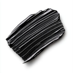 Single black brush stroke gracefully applied on a pristine white background symbolizing artistic minimalism