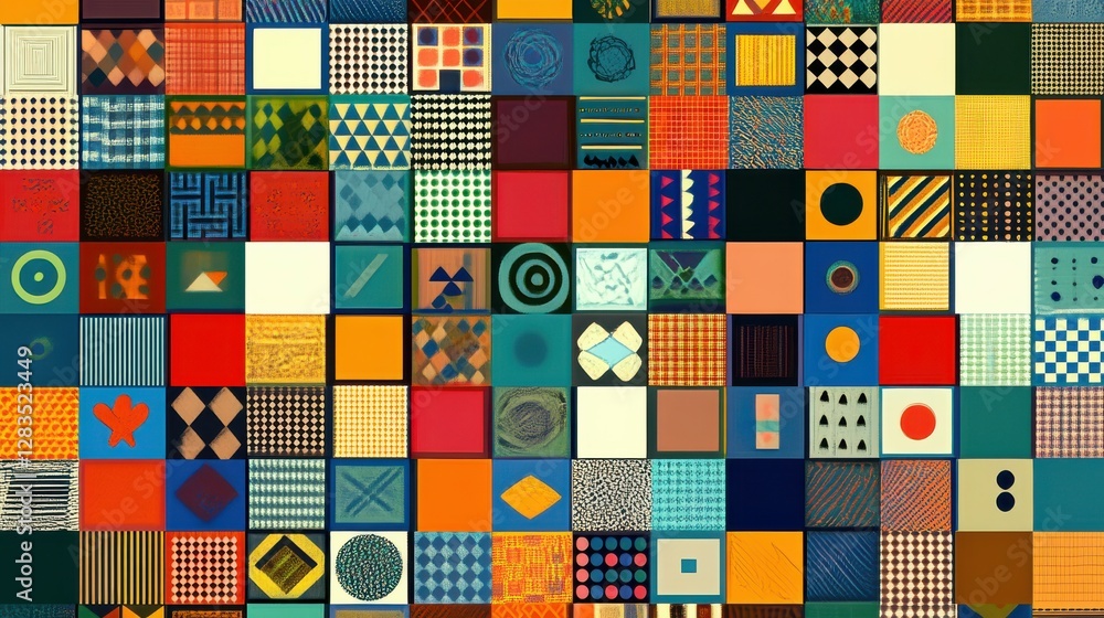 Poster colorful abstract geometric pattern with various shapes and textures