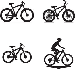 "Intricate Bicycle Silhouettes - Black and White Bike Designs"