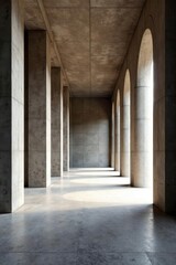 Obraz premium Raw concrete interior with imposing columns, high ceilings, image, texture