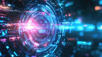Obraz premium Abstract futuristic business environment with holographic risk assessment tools and predictive AI models