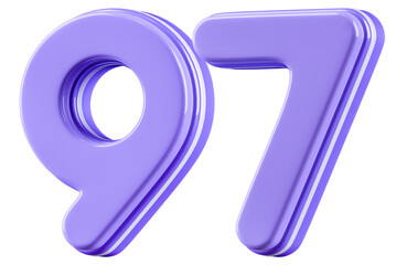 3D Glossy Purple Number 97