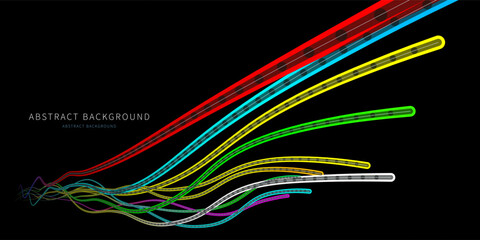 Abstract colorful techno background vector. Futuristic wallpaper with color stripes and wavy lines. For illustration suitable for posters, banners, concept art.