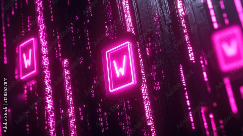 Poster ai-powered fraud detection concept with glowing alert signs and data security encryption patterns
