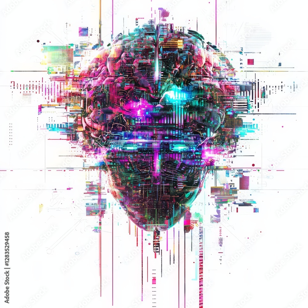 Poster brain's digital fusion: a dynamic representation of the human brain, seamlessly integrated with a ne