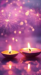 Banner design for diwali festival and podium,Diwali light decoration candle with fireworks,Stage,Product display Showcase design sparkle background,Deepavali,Dipavali,3D podium illustration.