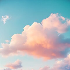 Obraz premium Pastel Sunset Sky Single Cloud Composition Soft
