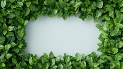 Lush Green Leaves Frame, Nature Border, Blank Space