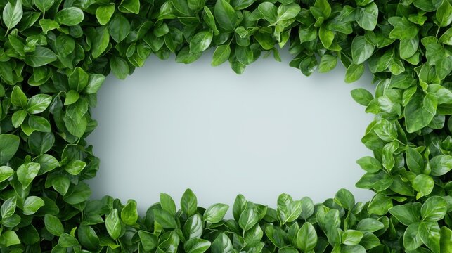 Lush Green Leaves Frame, Nature Border, Blank Space