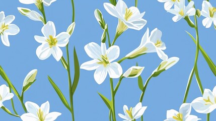 Fototapeta premium White flowers against a blue background, bright and vibrant