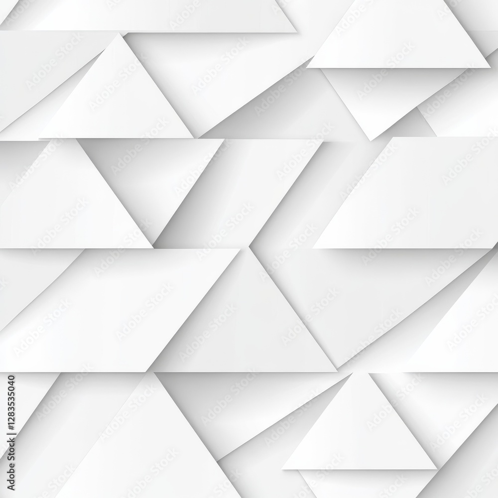Fototapete abstract white triangle geometric background with soft shadows and subtle textures - minimalist desi