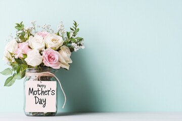 Muttertagsgru&szlig; mit Blumenstrau&szlig; im Glas

