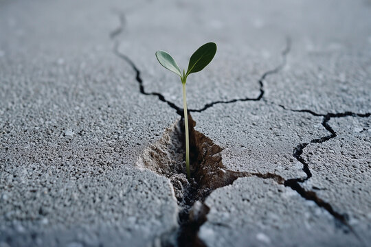 Truth persists. Sprout cracks concrete. Resilience in oppression. Hopeful journalism endures. Minimalist strength.