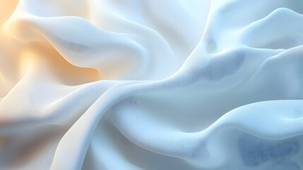 Obraz premium Abstract White Fabric Waves Smooth, Elegant, Textured, Flowing, Curving, Undulating,