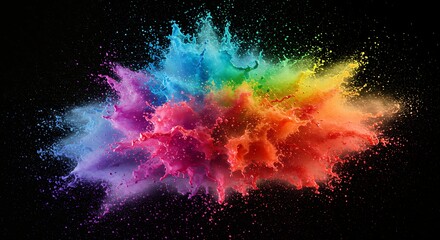 Multicolored powder explosion creating a vibrant and abstract design