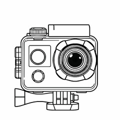 Action Camera Outline Icon, Adventure Photography Vector, Editable Stroke, Minimalist Black Designs
