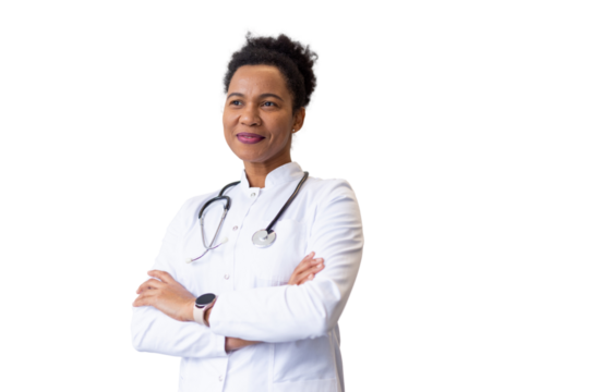 Skilled African American healthcare professional in a lab coat