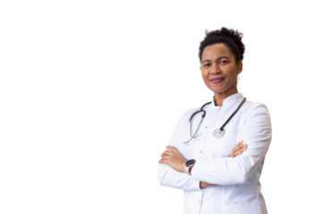 Experienced African American doctor looking confident