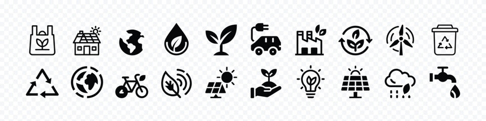 Ecology icon. Set of icons for environmental protection, ecological icon set, green environment, energy sign, Ecology icons set