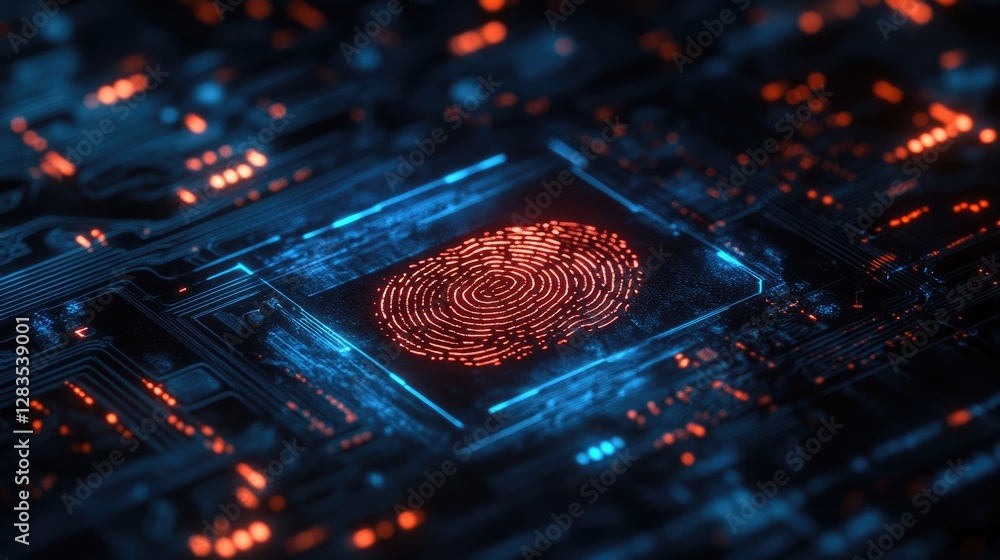 Aufkleber digital fingerprint scan concept representing employee identity verification and hr security systems