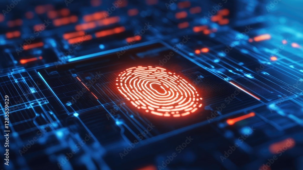 Poster digital fingerprint scan concept representing employee identity verification and hr security systems