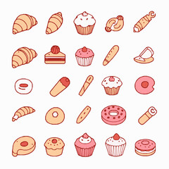 Bakery and Pastry Icon Vector Set
