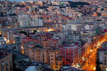 Obraz premium City View of Naples, Italy. Mount Vesuivio in the background.